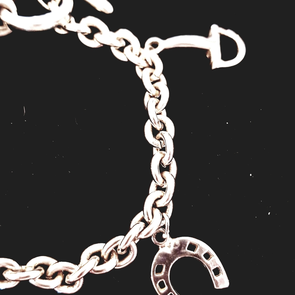 Horse Lovers Silver Plated Charm Bracelet with Equestrian Theme. - Picture 2 of 3